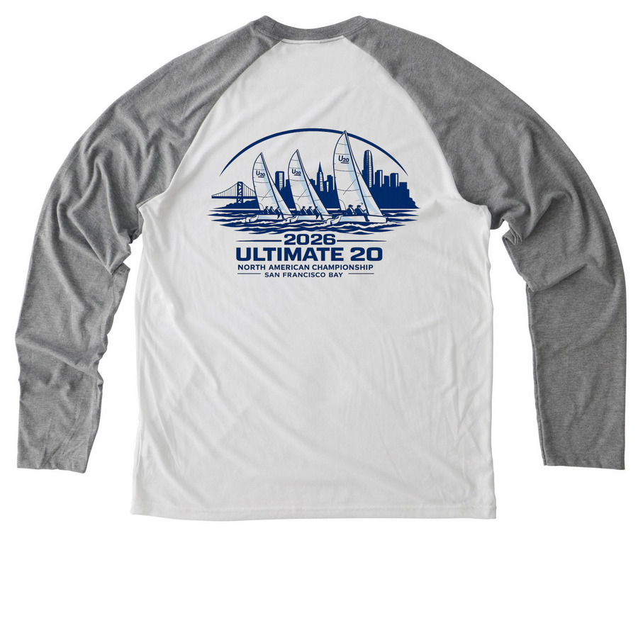 Ultimate 20 North Americans 2026, a Aluminum Grey/ Bright White Allmade Eco Triblend Colorblock Raglan Long Sleeve Tee (back-view)