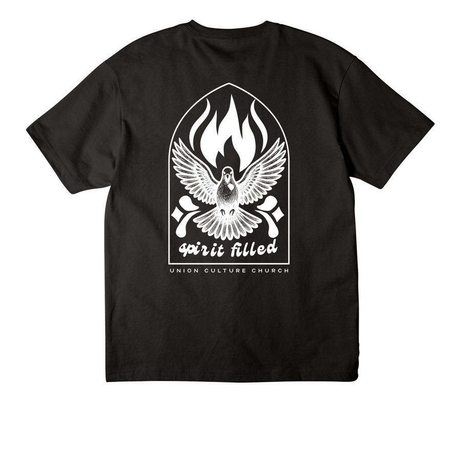Spirit Filled, a Black Unisex Heavyweight Tee (back-view)