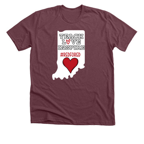 Teach Love Inspire, a Heather Maroon Premium Unisex Tee