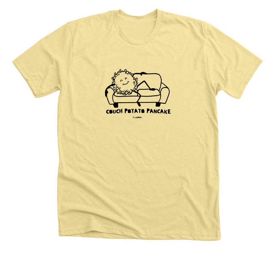 Couch Potato Pancake, a Heather French Vanilla Premium Unisex Tee