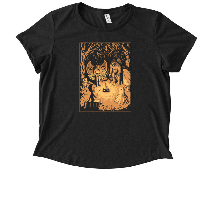 Camping Cryptids - Gold, a Space Black Allmade Eco Triblend Women?s Scoop Neck Tee