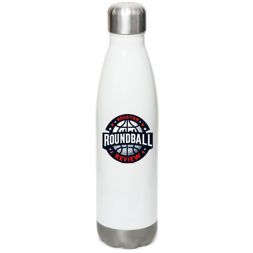 Houston Roundball Review water bottle, a White Stainless Steel Water Bottle