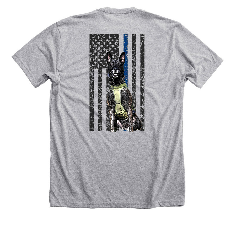 Vesting Oakland County Area K9s: K9 Eco, a Athletic Heather Premium Unisex Tee (back-view)