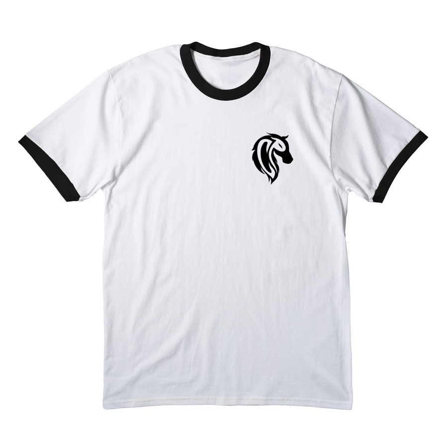 "Pony Dad" Shirt, a White/ Jet Black Cotton Ringer Tee