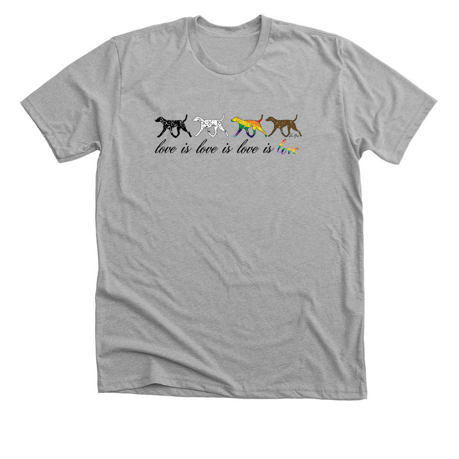 Love Is Love Dalmatian, a Athletic Heather Premium Unisex Tee
