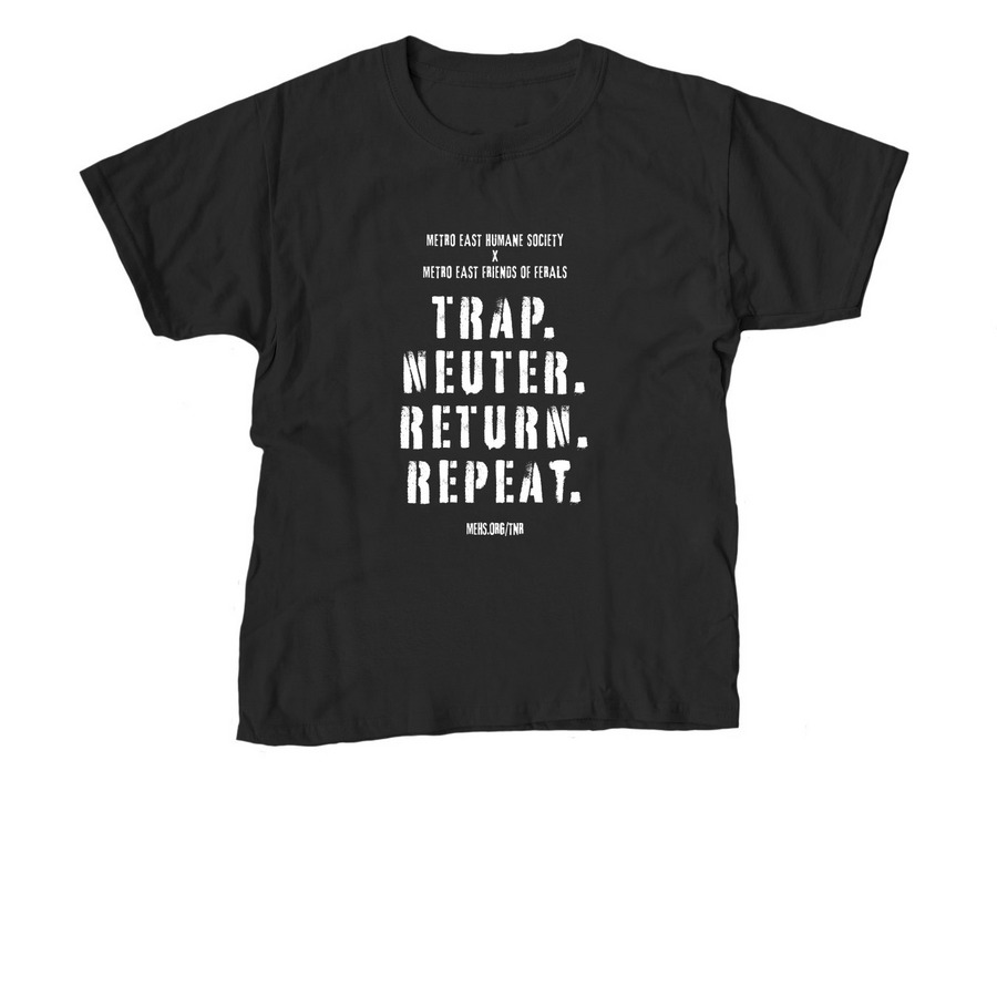Trap. Neuter. Return. Repeat., a Black Youth Unisex Tee