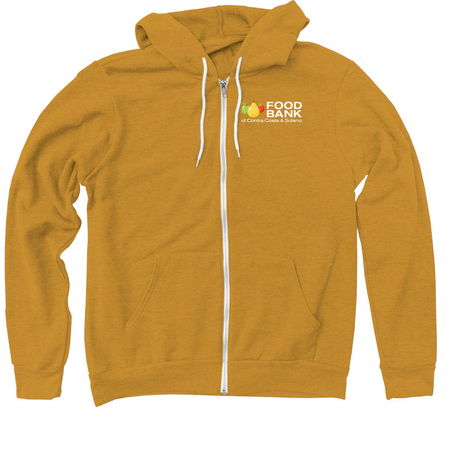 Food Bank Classic Logo, a Heather Mustard Zip Up Hoodie