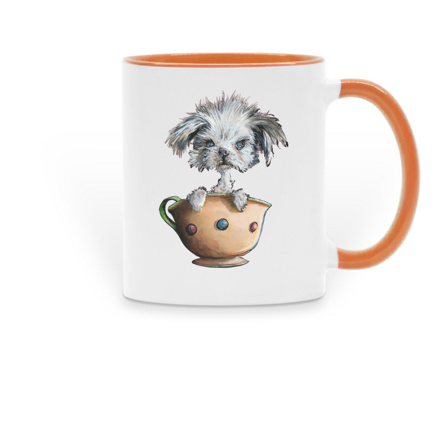 Tiny Trinket in a Teacup on a Mug, a Orange Two-Tone Ceramic Mug