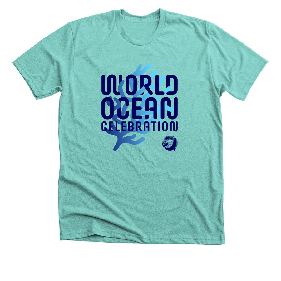 World Ocean Celebration #4, a Heather Sea Green Premium Unisex Tee