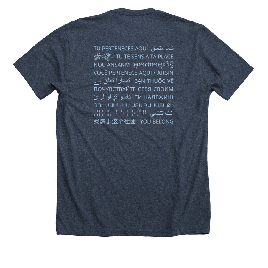 You Belong Throwback T, a Heather Midnight Navy Premium Unisex Tee (back-view)