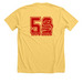 Lambda Gamma '85, a Heather Yellow Gold Premium Unisex Tee (back-view)