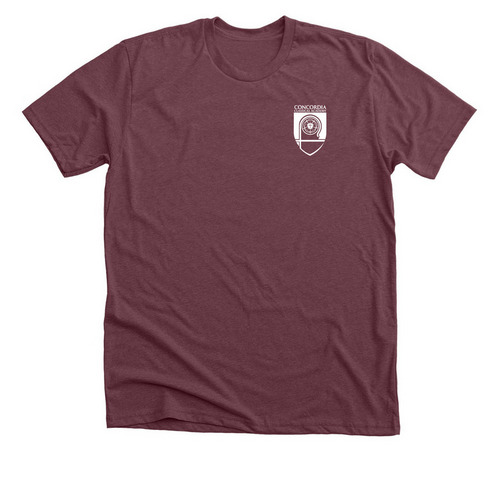 Rooted in Christ, a Heather Maroon Premium Unisex Tee
