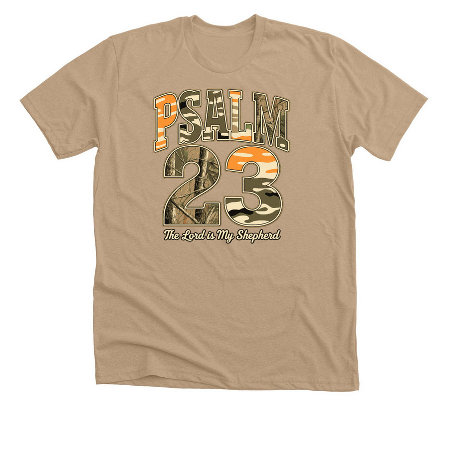 Psalm 23, a Heather Sand Dune Premium Unisex Tee