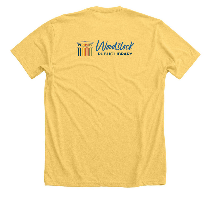 Rooted In Books, a Heather Yellow Gold Premium Unisex Tee (back-view)