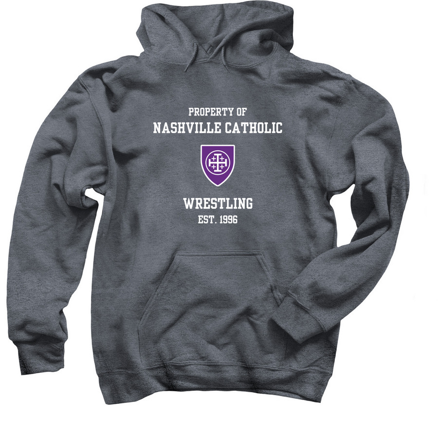 Wrestling Grey Pullover Hoodie, a Dark Heather Pullover Hoodie