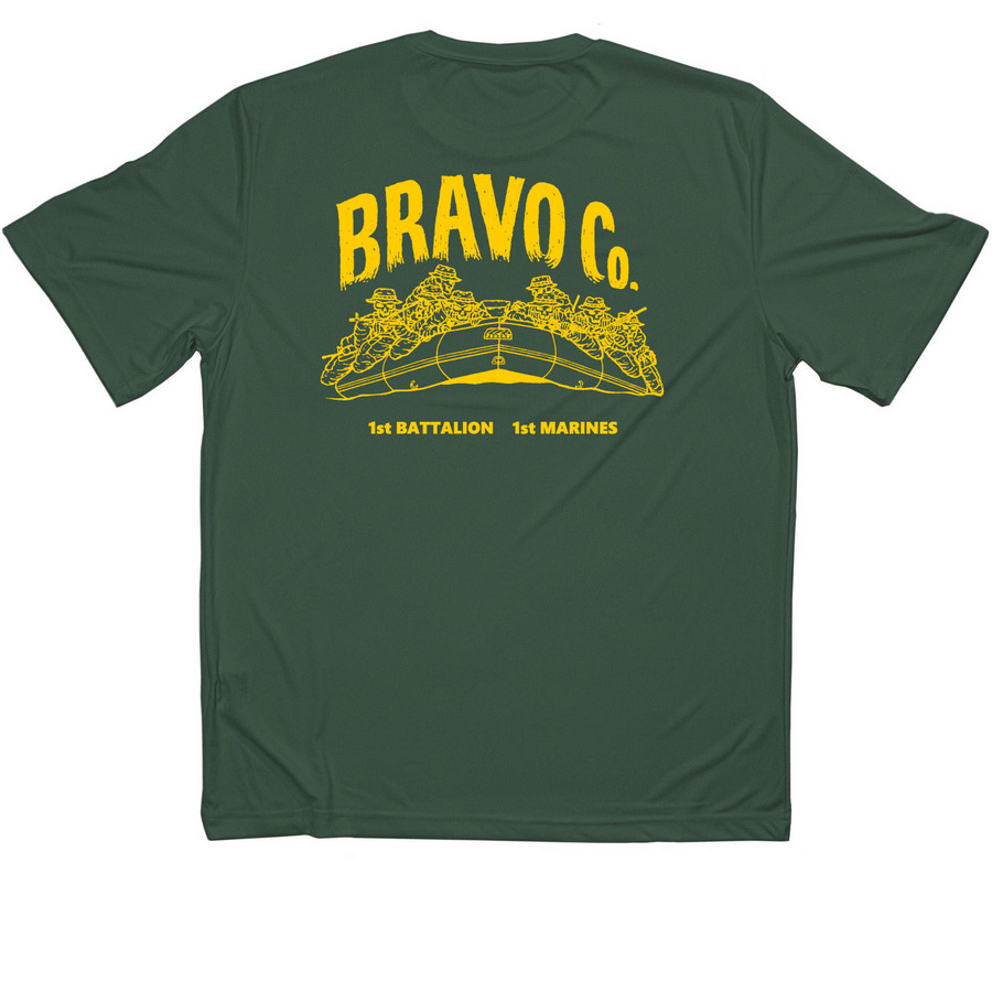 100% Polyester OG PT Shirt 1994+: Yellow Back, a Forest Green Classic Performance Tee (back-view)