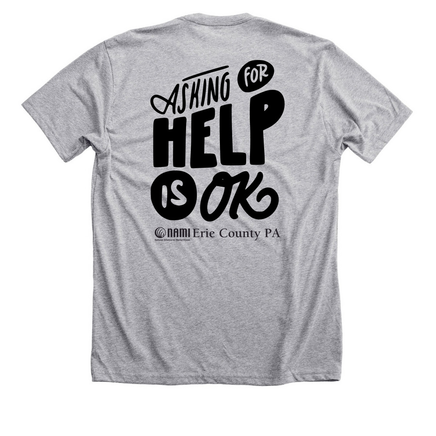 Asking For Help Is Okay, a Athletic Heather Premium Unisex Tee (back-view)