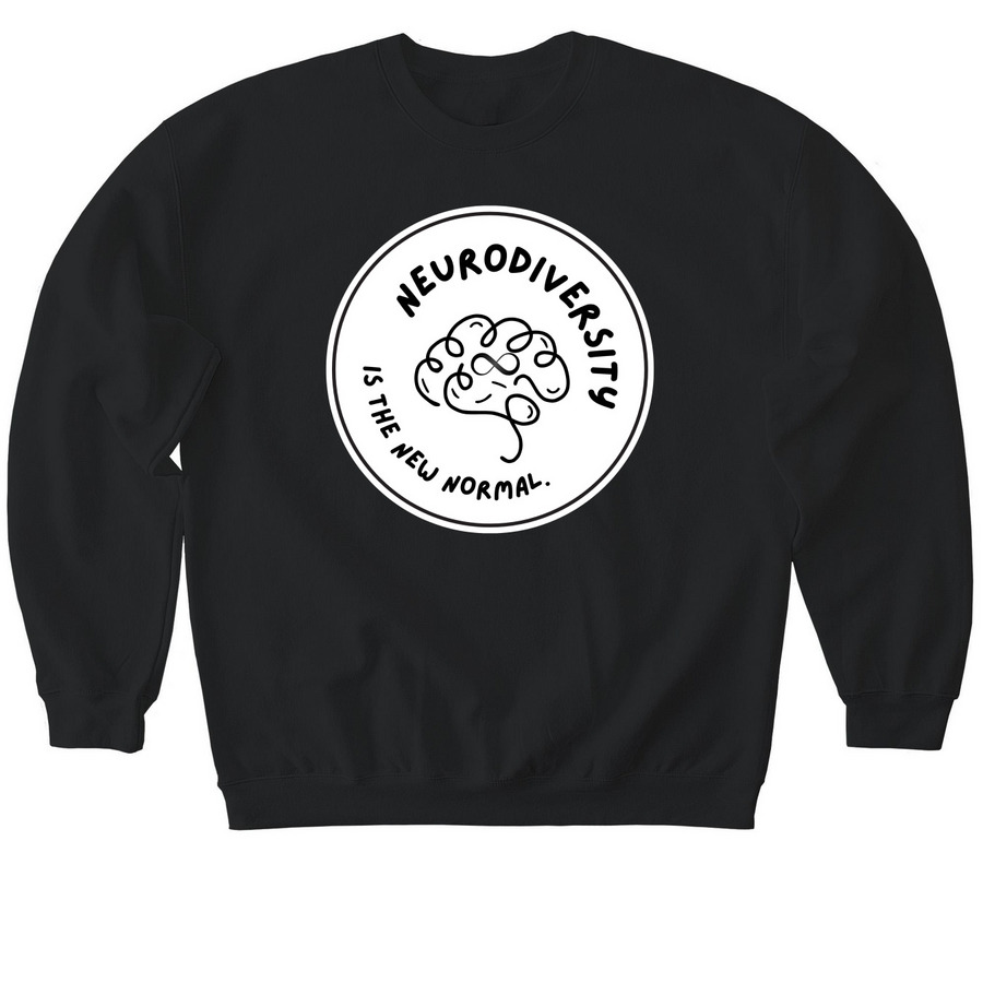 Neurodiversity with front design&nbsp;, a Black Softstyle Crewneck Sweatshirt