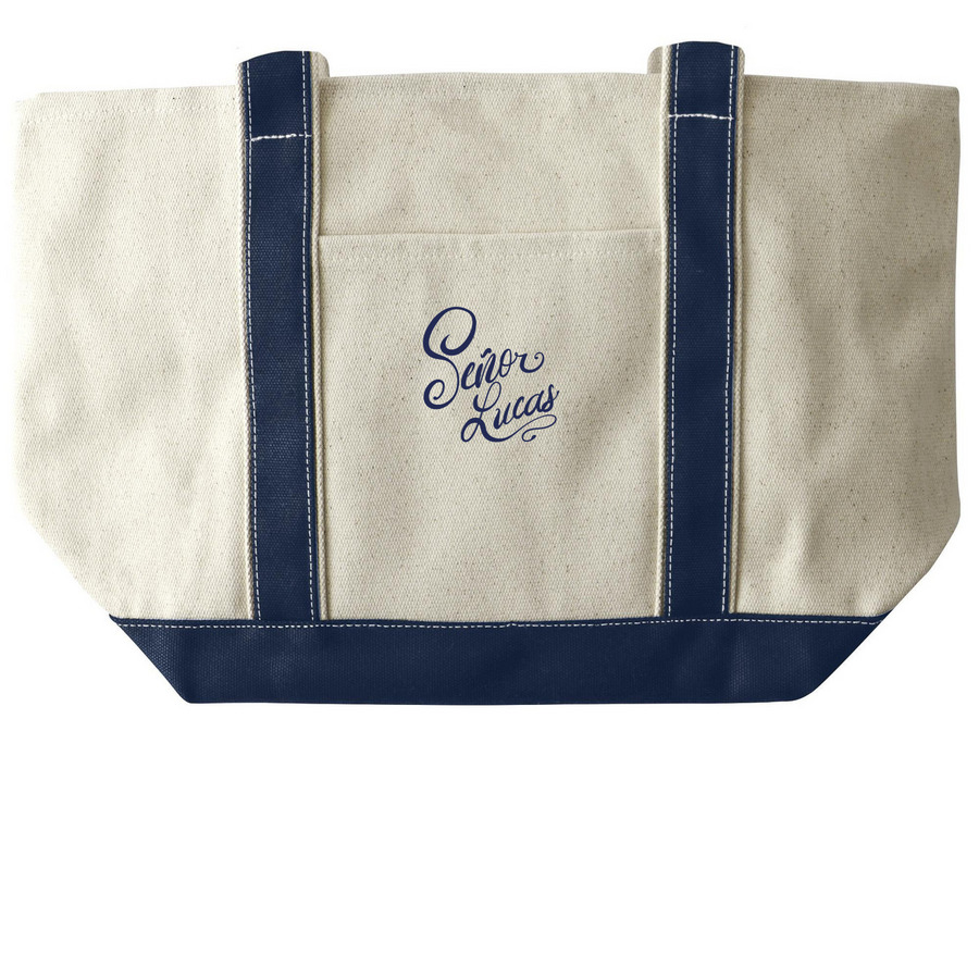 ?Se?or Lucas? Tote Bag, a Natural/Navy Large Two-Tone Canvas Tote Bag