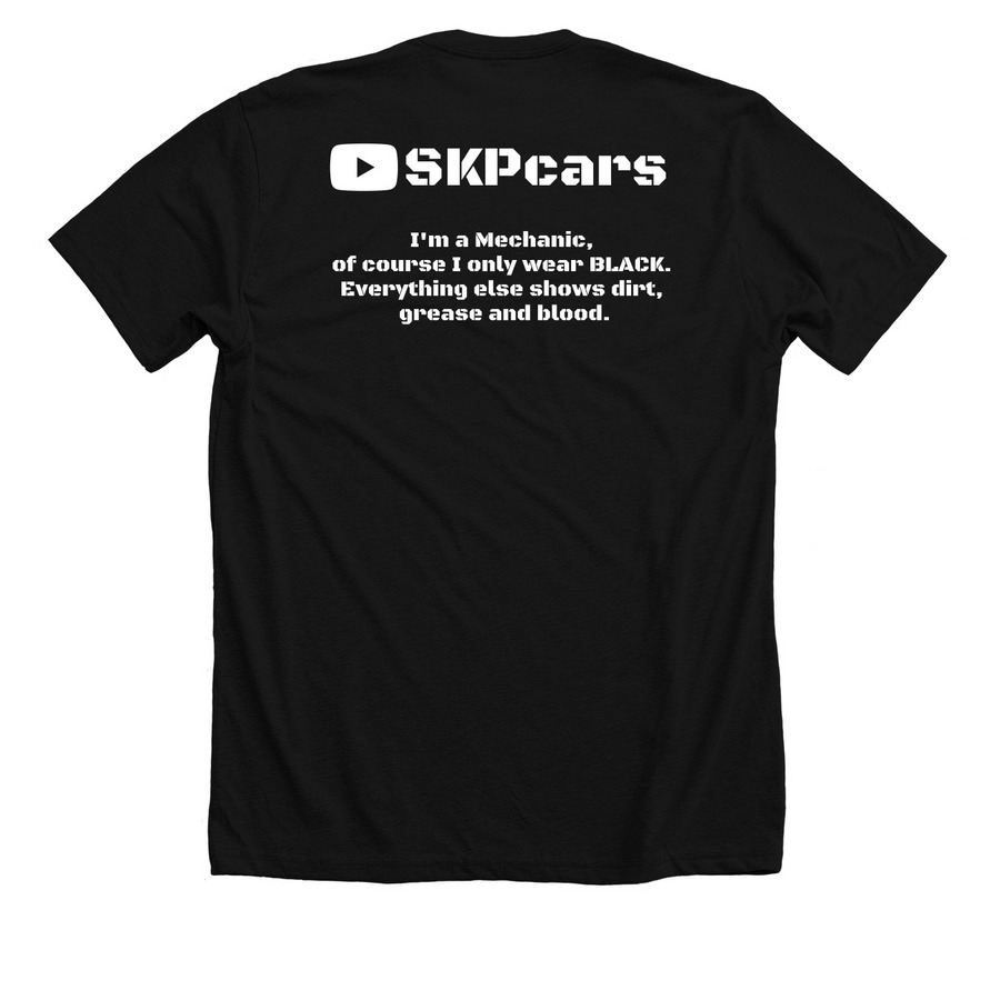SKPcars only in Black, a Solid Black Blend Premium Unisex Tee (back-view)