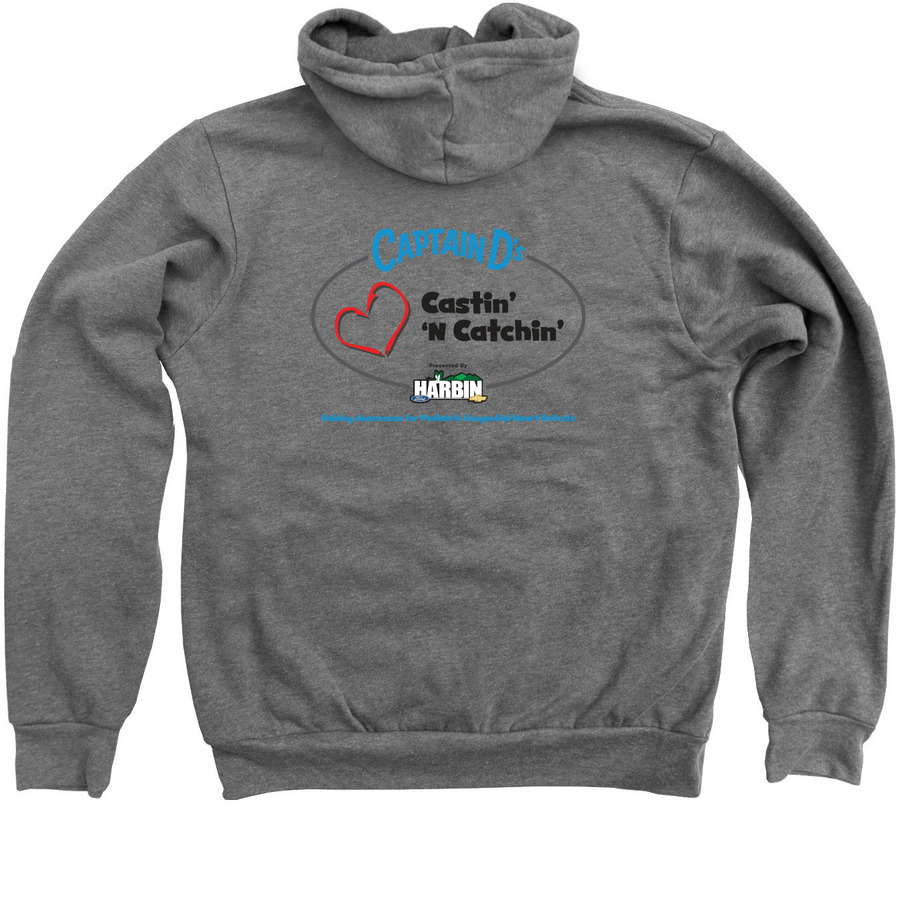 Castin' N Catchin' Apparel, a Deep Heather Zip Up Hoodie (back-view)