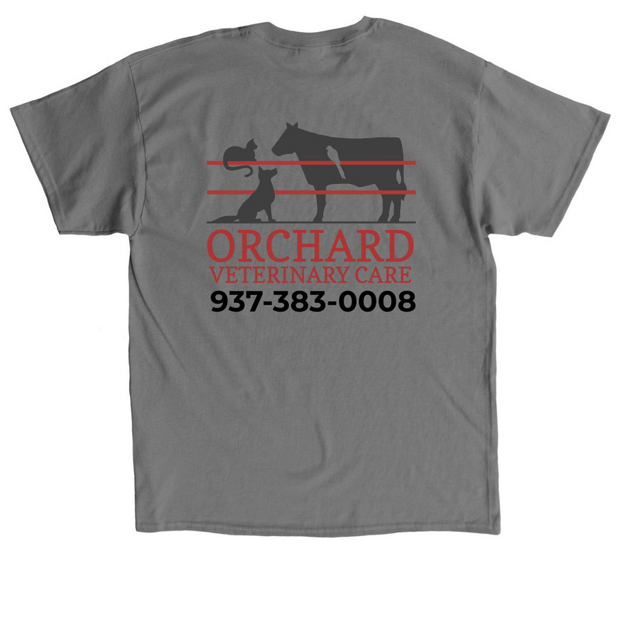 Orchard Veterinary Care, a Charcoal Classic Unisex Tee (back-view)