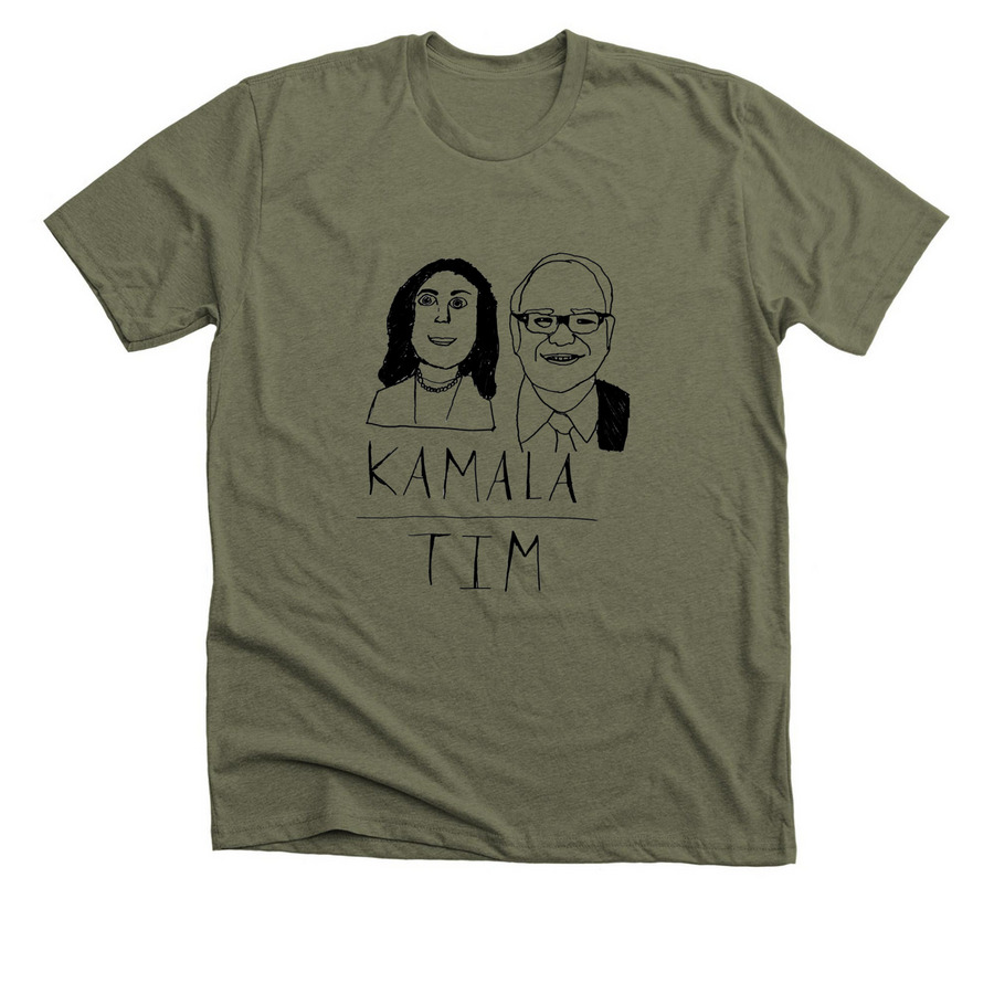 Kids for Kamala Adult Tee X Madeline, a Heather Olive Premium Unisex Tee