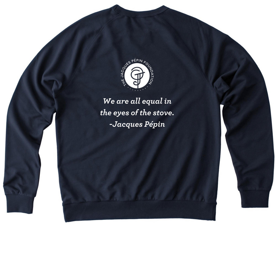 The Jacques P?pin Foundation: That's My Jam, a Night Sky Navy Allmade Organic French Terry Crewneck Sweatshirt (back-view)