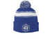 Troop 412 Beanie, a True Royal/ White Printed Stripe Pom-Pom Beanie