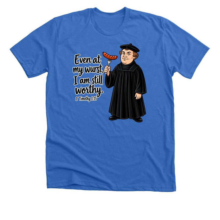 Martin Luther, a Heather True Royal Premium Unisex Tee