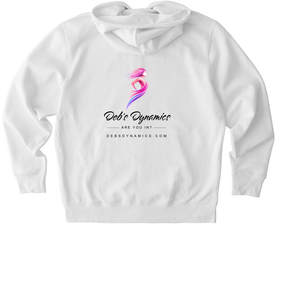 Deb's Dynamics, a White Stanley/Stella Unisex Cultivator 2.0 Zip Up Pullover Hoodie (back-view)
