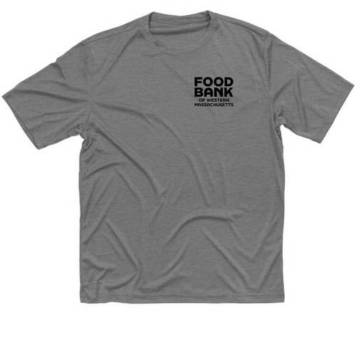 Food Bank WMA Athletic Apparel- Black Letters, a Grey Concrete Heather Classic Performance Tee