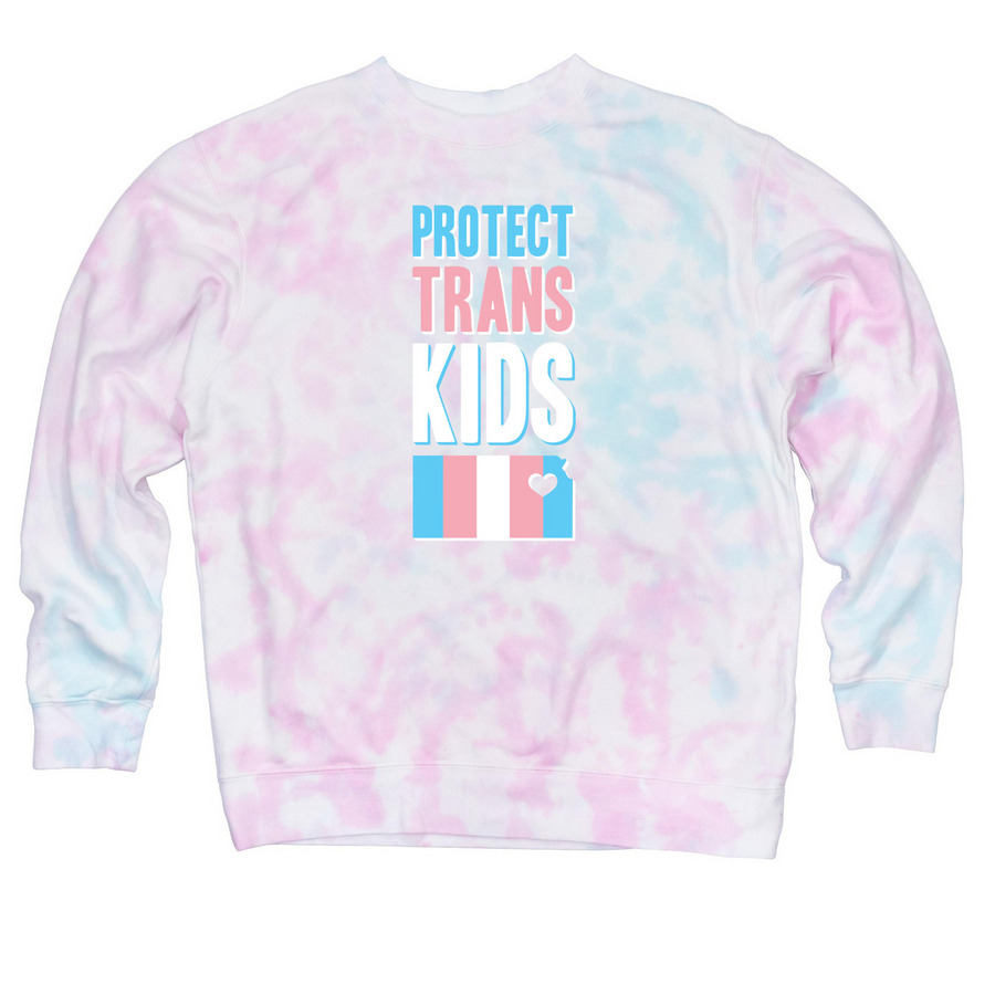 Protect Trans Kids - FHHRP Scholarship Shirts, a Cotton Candy Tie Dye Crewneck Sweatshirt