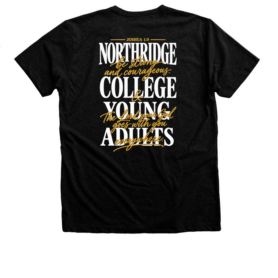 NCYA Joshua 1:9, a Black Heather Premium Unisex Tee (back-view)