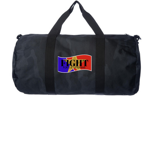 FIGHT FOR U.S. VETERANS, a Black Camo Day Tripper Duffel Bag