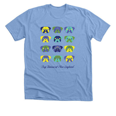 The Pug Palette Collection, a Heather Carolina Blue Premium Unisex Tee