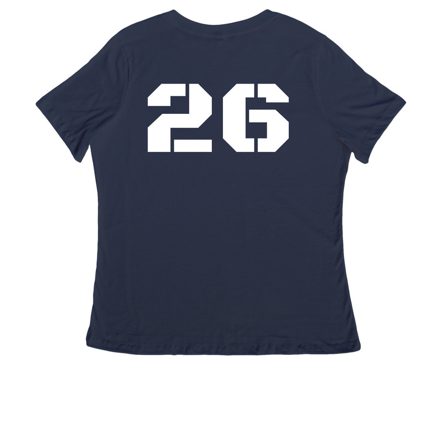 Gorski Lion?s Tailgate Team!, a Navy Women's Relaxed V-Neck Tee (back-view)