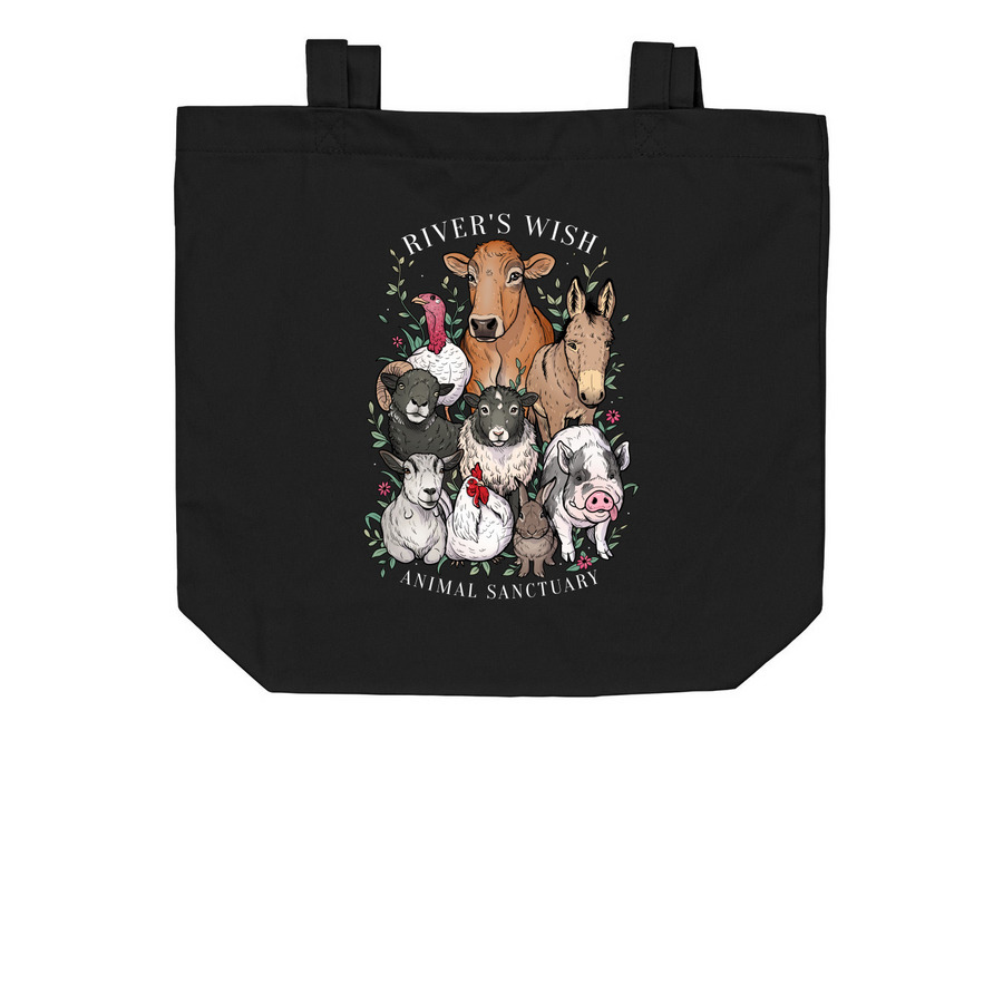 River's Wish Animal Sanctuary Tote Bag, a Black Organic Cotton Tote Bag