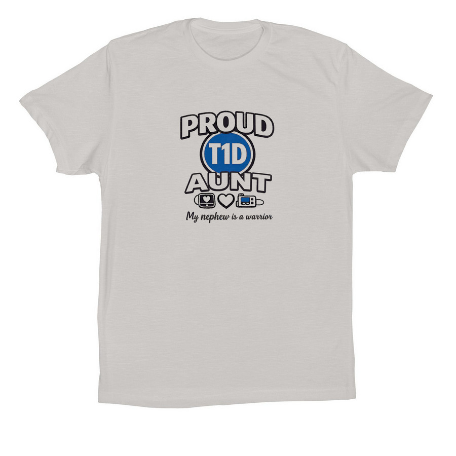 Proud T1D aunt to nephew, a Solid Athletic Grey Premium Cotton Tee