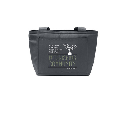 Nourishing Tagline Insulated Tote, a Grey Steel Insulated Lunch Tote