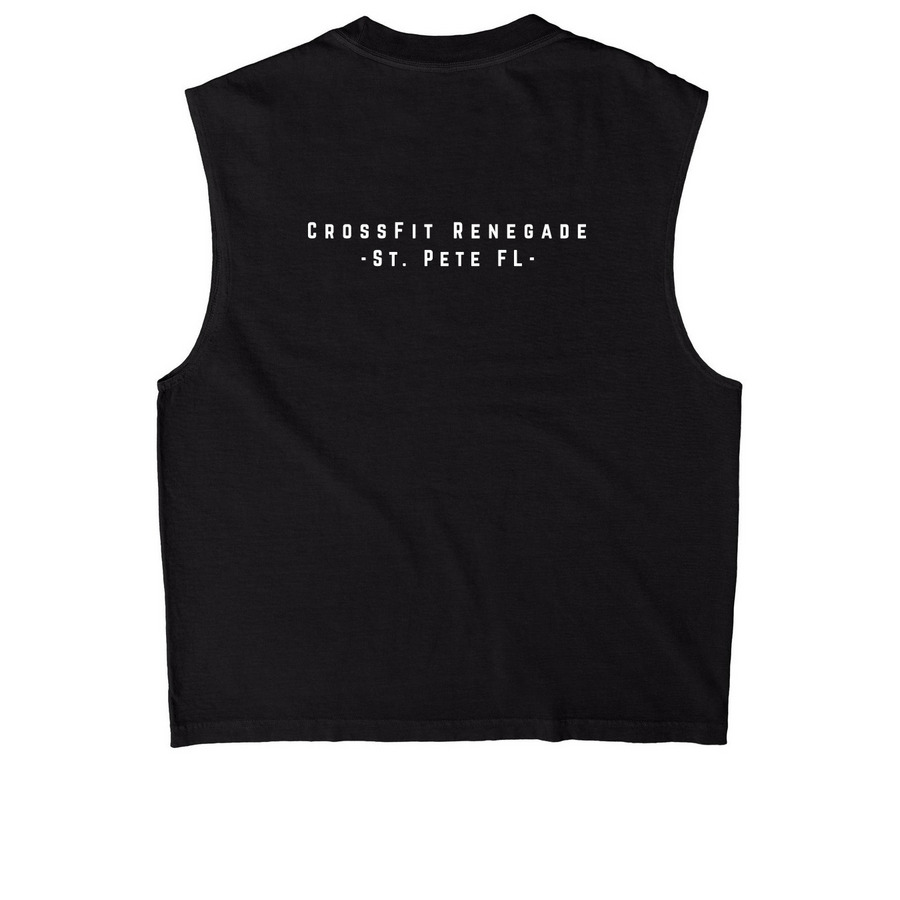 CFR Muscle Tanks, a True Black Heavyweight Garment Dye Muscle Tee (back-view)