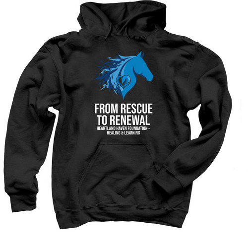 Heartland Haven - From Rescue to Renewal, a Black Pullover Hoodie
