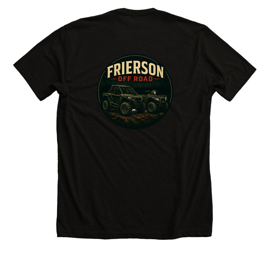 Frierson Off Road First Drop, a Solid Black Blend Premium Unisex Tee (back-view)