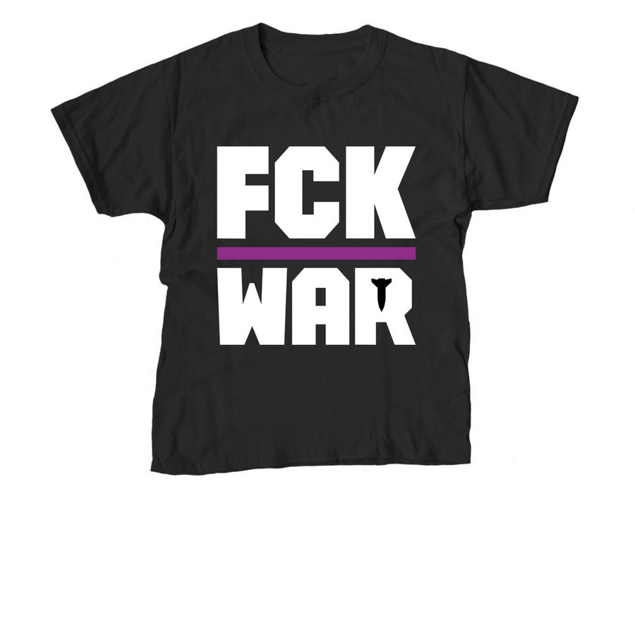 FCK WAR, a Black Youth Unisex Tee
