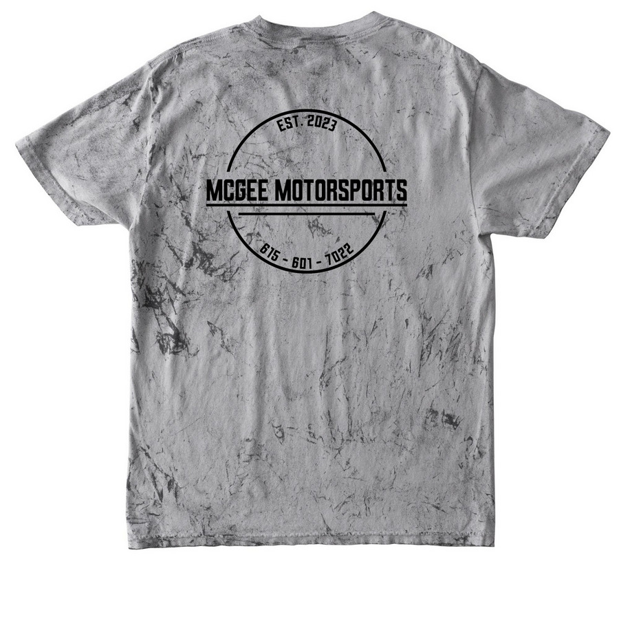 McGee Motorsports TieDye Shirt, a Smoke Comfort Colors Colorblast Tee (back-view)
