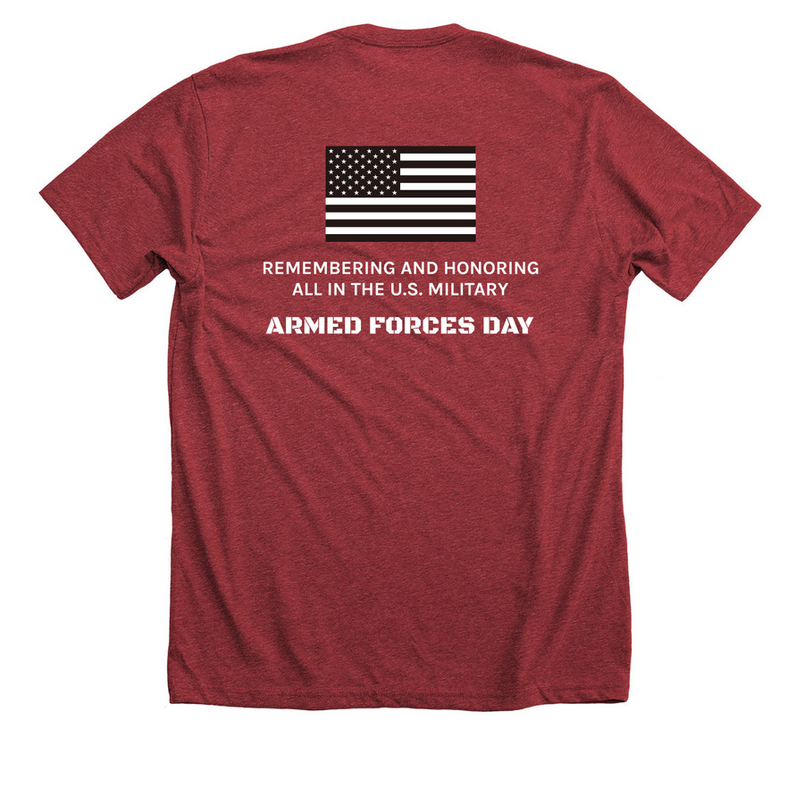 Armed Forces Day, a Heather Canvas Red Premium Unisex Tee (back-view)