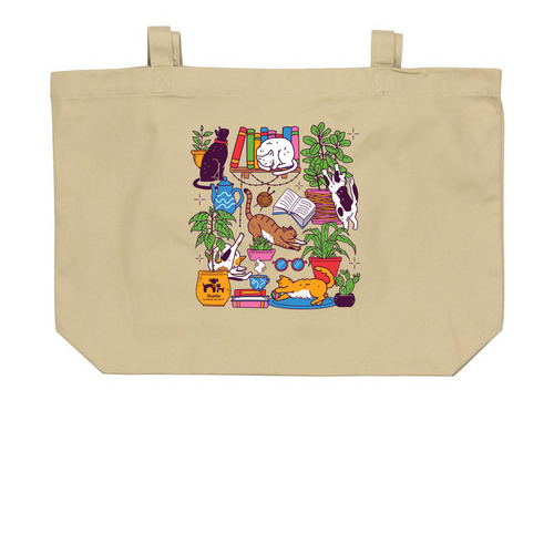 Cozy Cats Tote Bag, a Oyster Large Organic Cotton Tote Bag