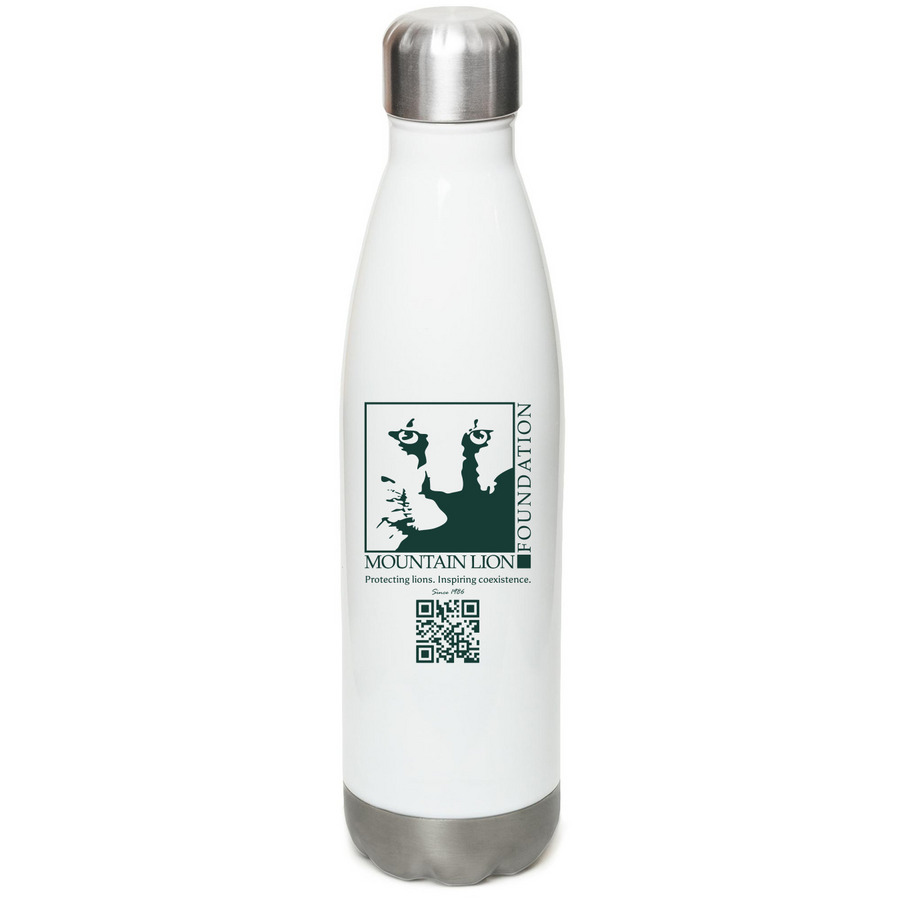 Protecting America's Lion, a White Stainless Steel Water Bottle (back-view)