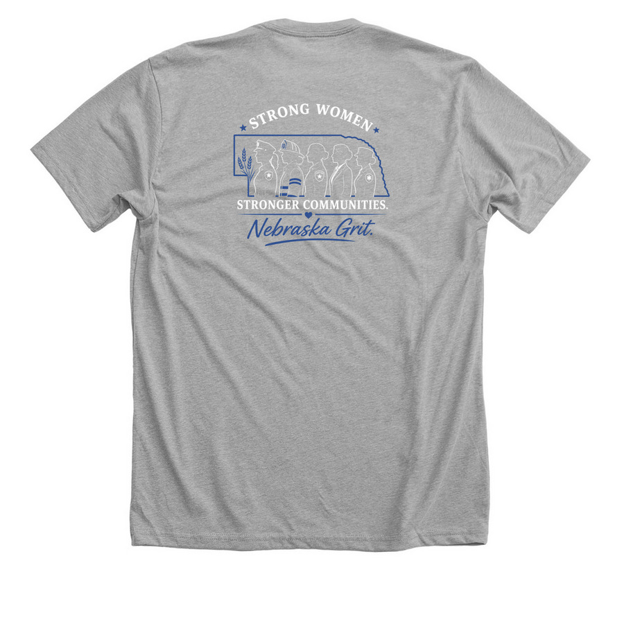 Nebraska Grit (Blue), a Athletic Heather Premium Unisex Tee (back-view)