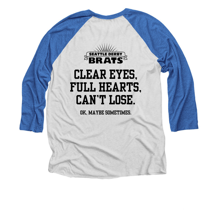 Homecoming Slam Shirts, a Vintage Royal and Heather White 3/4 Sleeve Baseball Tee (back-view)
